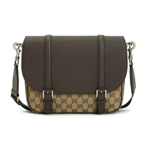 Gucci GG crossbody bag brown canvas calf leather